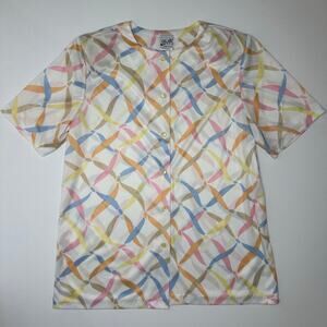 Vintage 1960’s Vera Button Front Top in Trellis Print